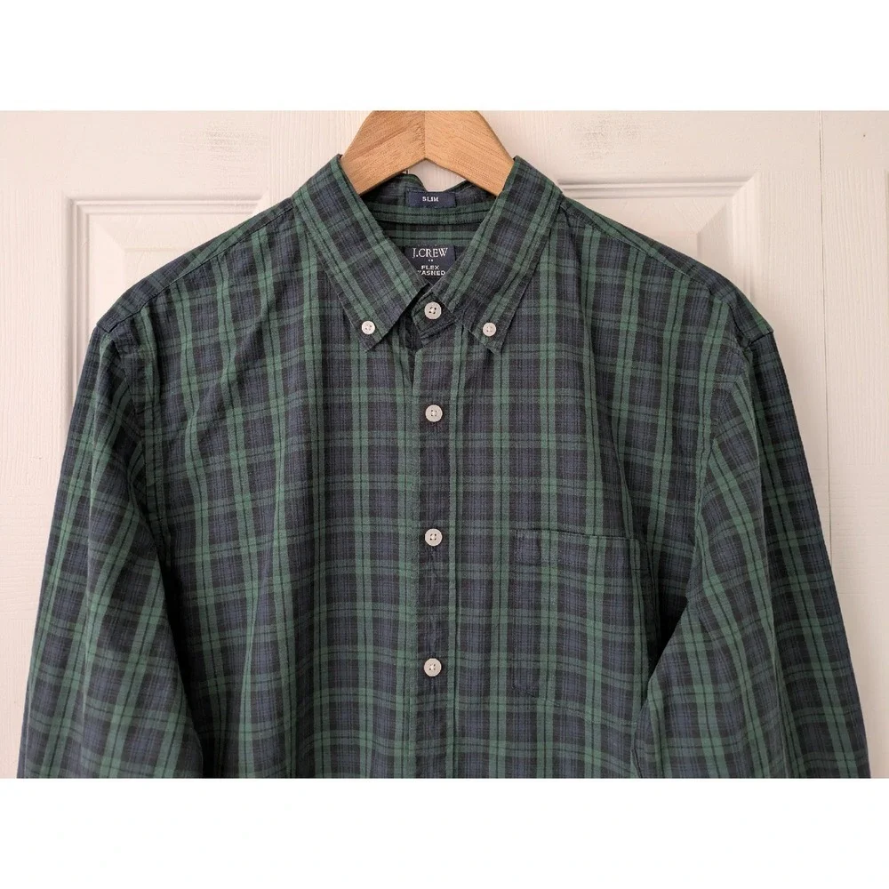 J. Crew Factory Slim flex casual shirt Mens Large Forest Black‎ NWT $89 BI050